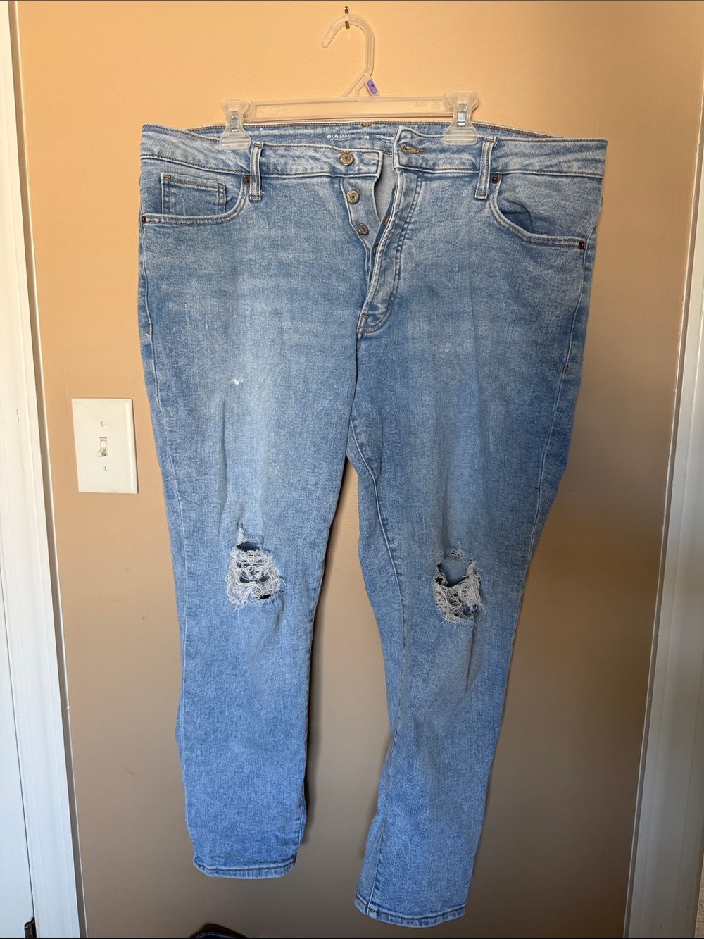 Light Wash Distressed High-Rise Jeans
